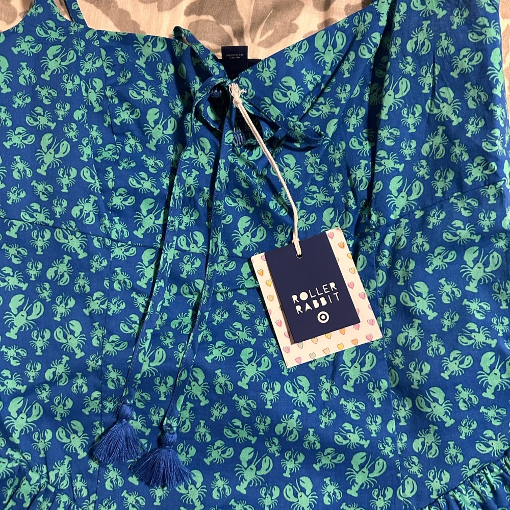 NWT Roller Rabbit x Target Lobsters Blue Drop Waist Mini Dress - Women’s M - Picture 2 of 7